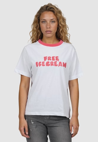 Kleinigkeit - Camisa 'Free Ice Cream' em branco: frente