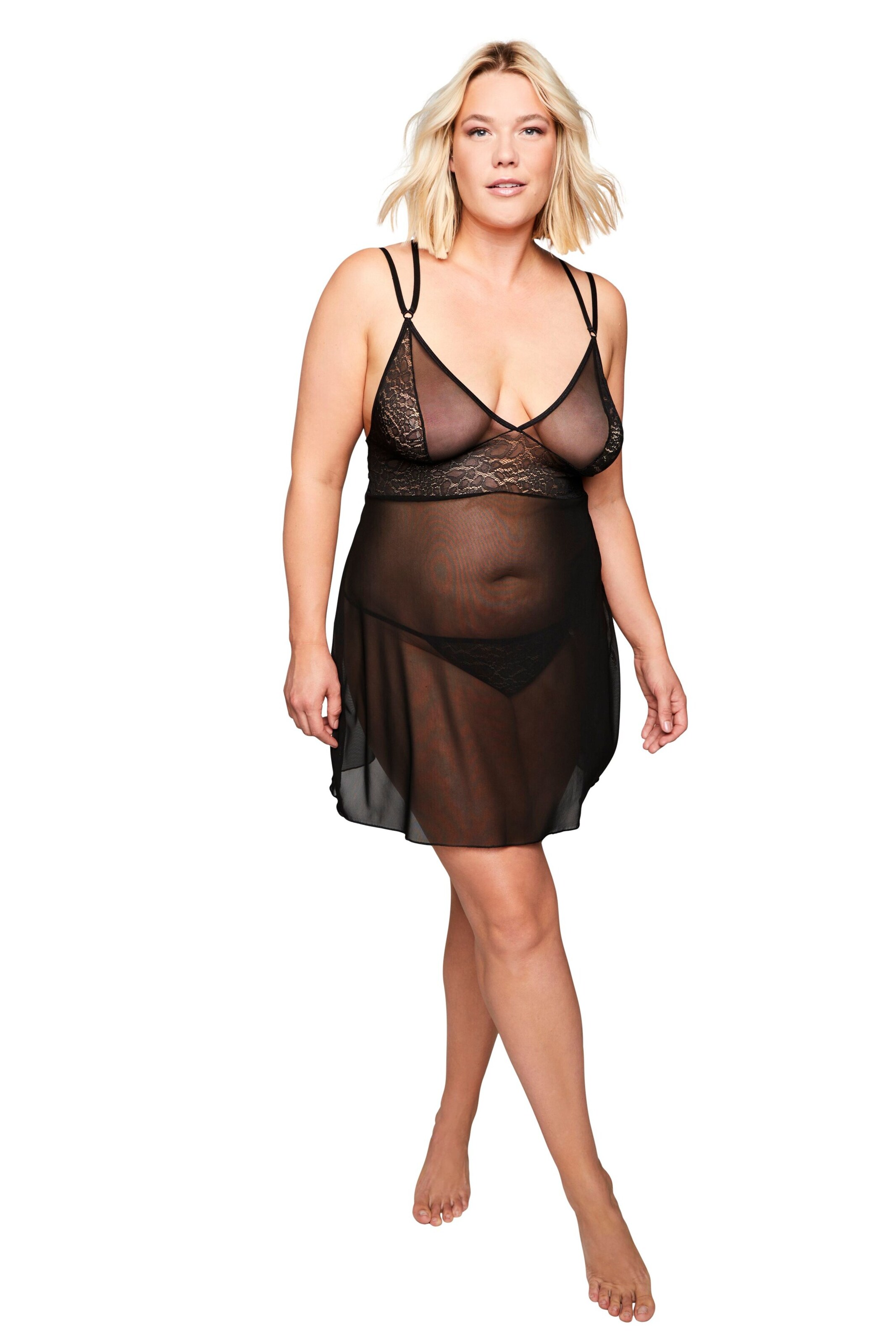 Ulla Popken Nachthemd in Zwart: voorkant