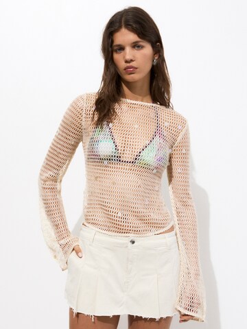 Pull&Bear Trui in Wit: voorkant