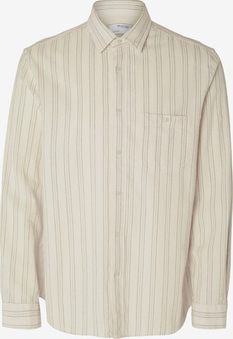 SELECTED HOMME Regular fit Button Up Shirt in Beige: front