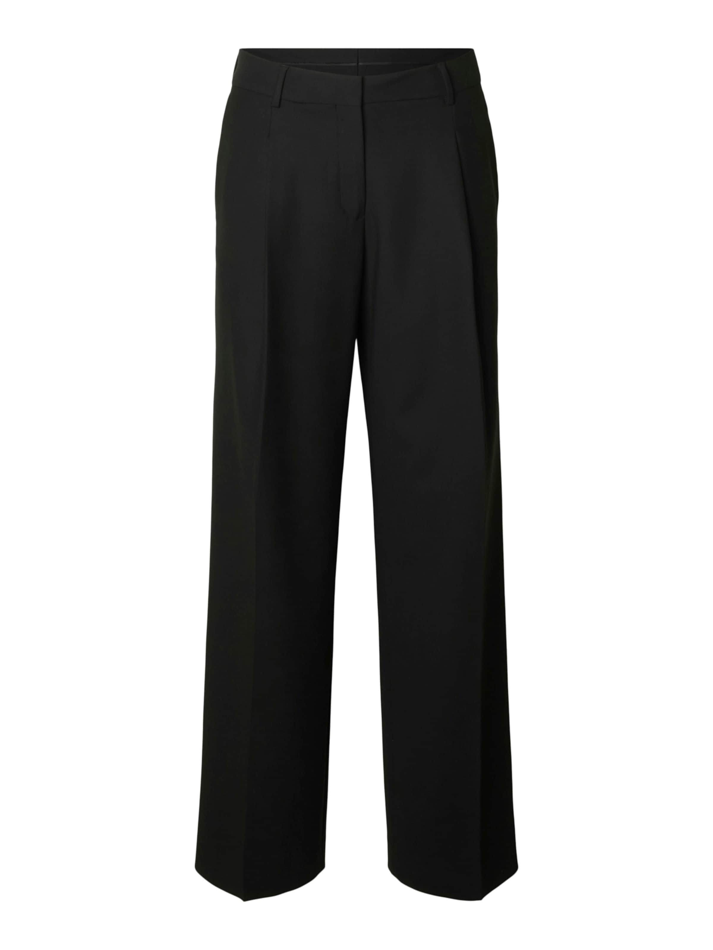 SELECTED Wide leg Pleat-Front Pants 'SLFRITA' in Black: front