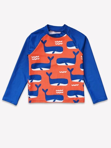 Toby Tiger Athletic Swimwear 'Kinder Badeshirt langarm mit Wal und Wellen-Druck, UV-Schutz UPF 50+' in Orange: front