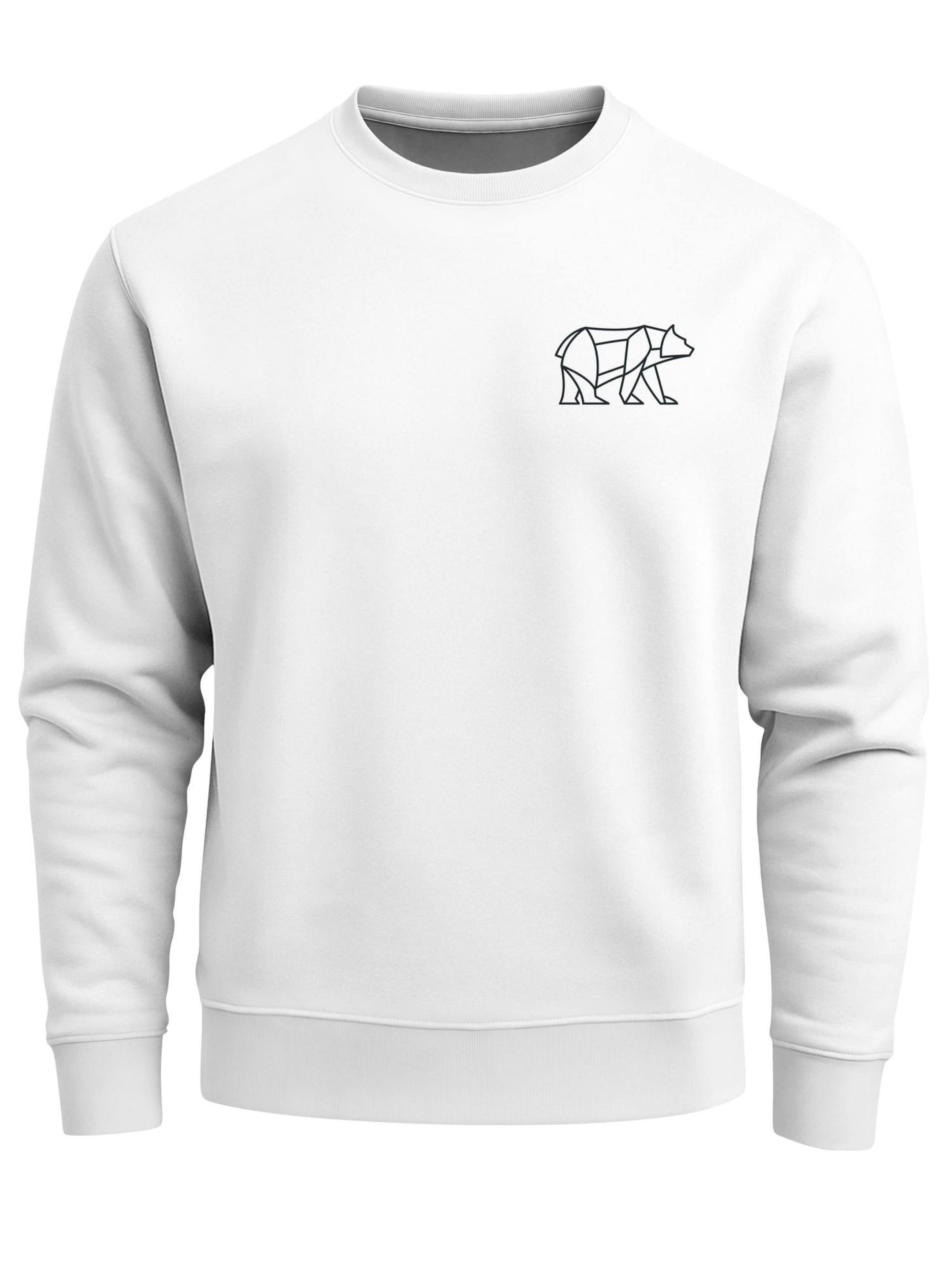 Neverless Sweatshirt 'Bär Lineart Polygon' in White: front