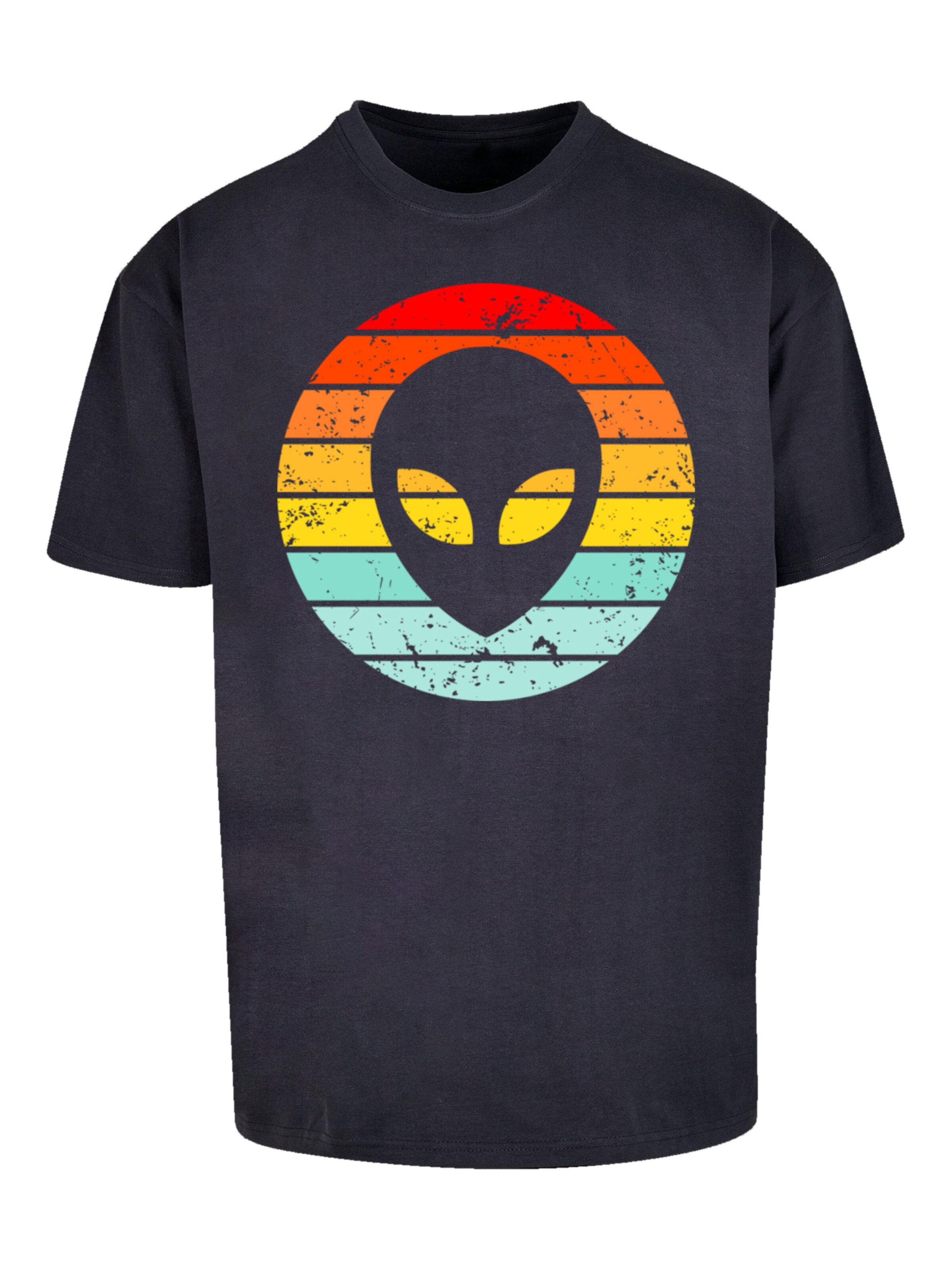 F4NT4STIC Shirt 'Alien Retro Sonnenuntergang' in Zwart: voorkant