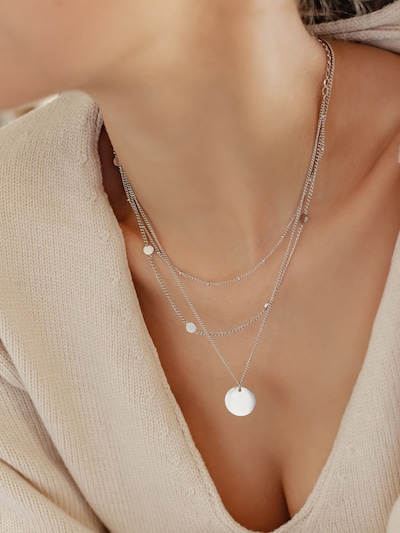 Hey Happiness Kette 'Circle Duo'‌‌‌‌‌‌‌‌ in silber, Produktansicht