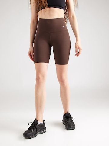 Skinny Pantalon de sport 'ZENVY' NIKE en marron : devant