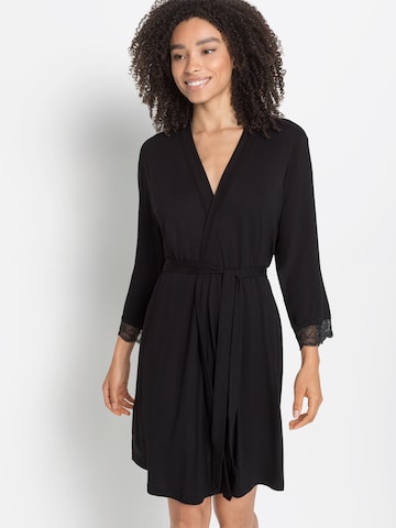 LASCANA Dressing Gown in Black: front