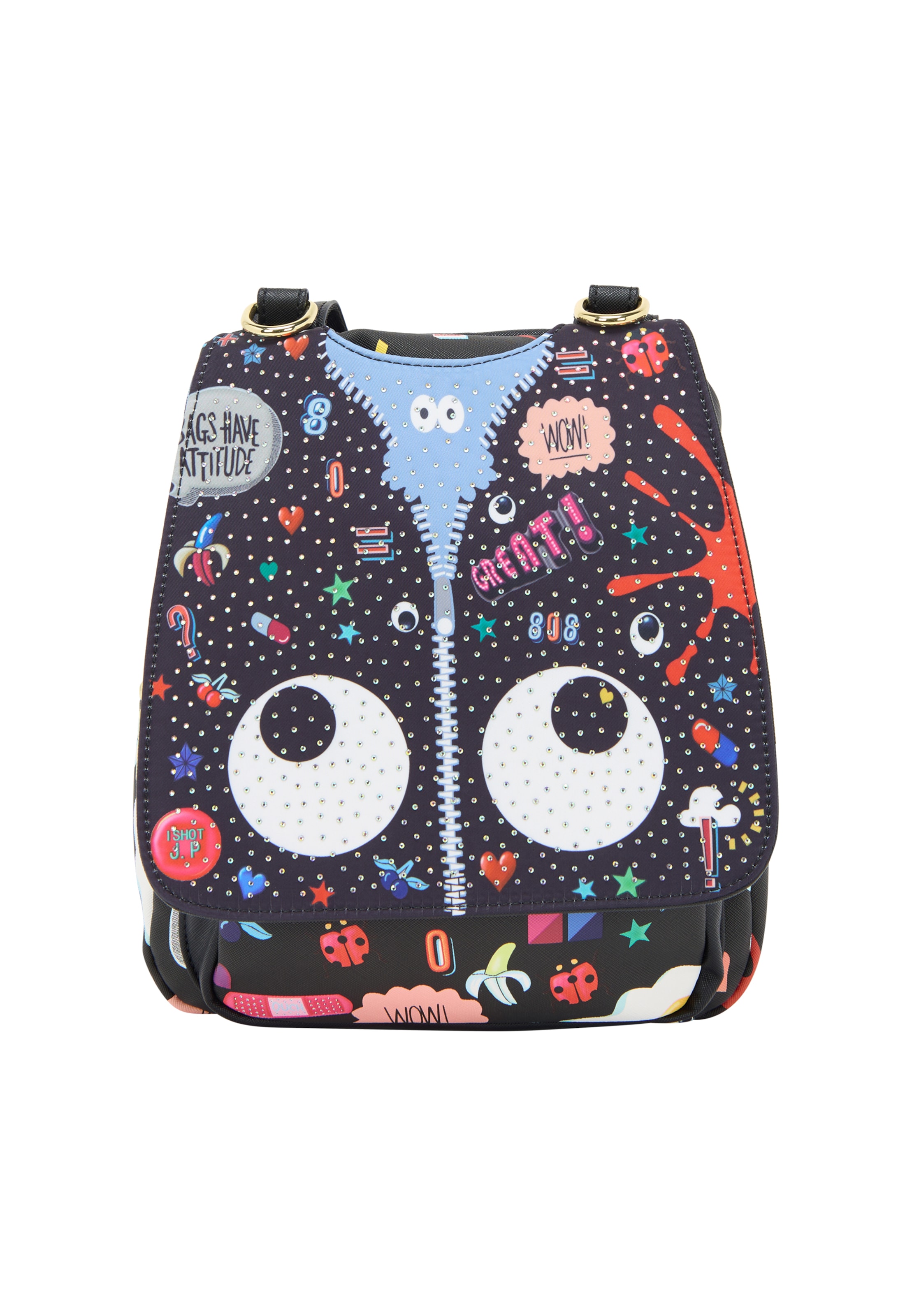 MYMO Batoh 'Pop Eyetheme' - svetlomodrá / červená / čierna / biela, Produkt