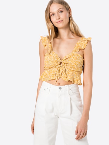 Bardot Top in Yellow: front