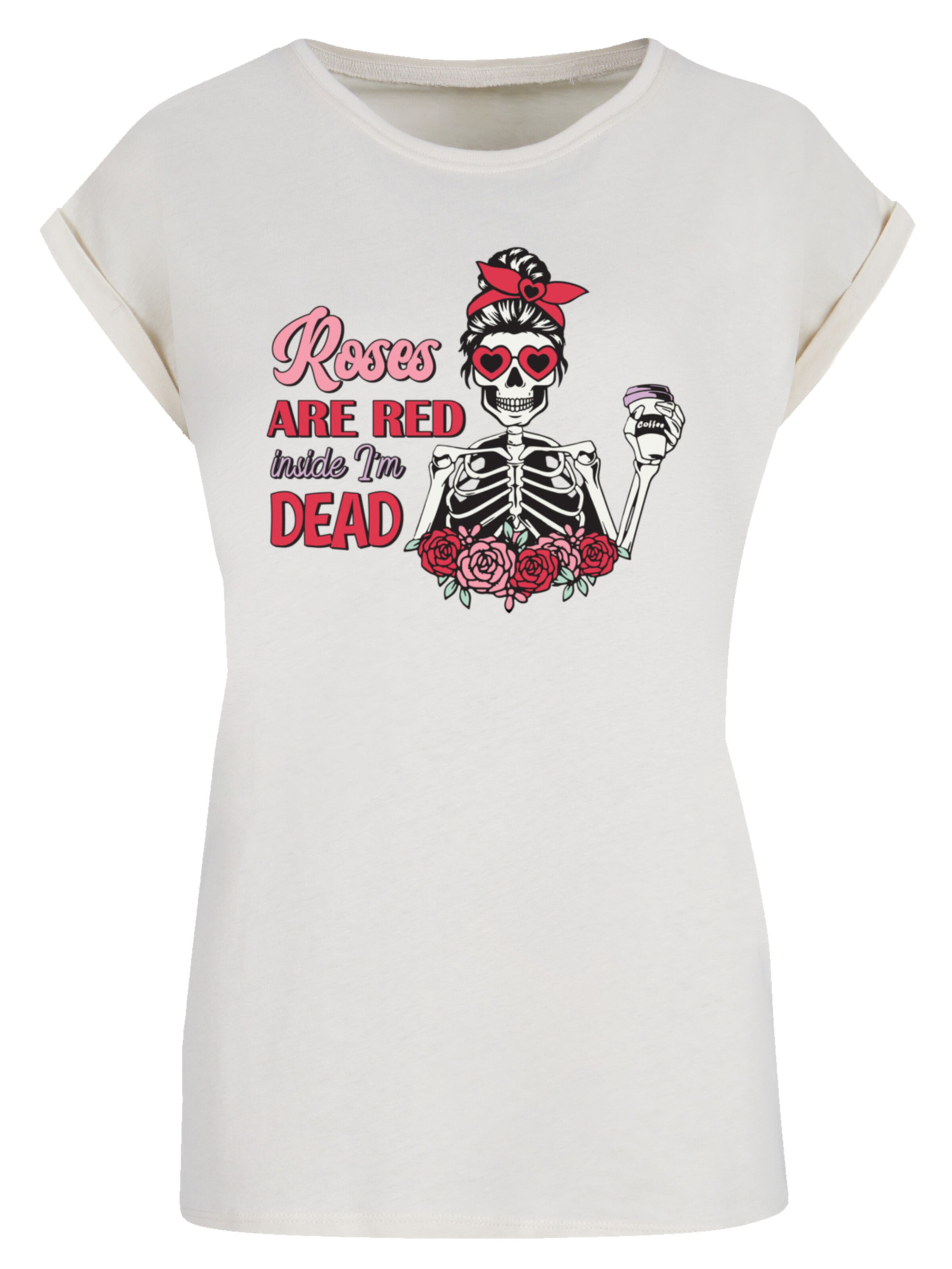 F4NT4STIC T-Shirt 'Anti Valentinstag Roses are red' in Beige: Vorderseite
