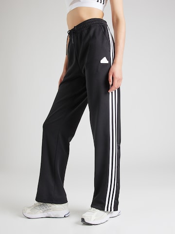 ADIDAS SPORTSWEAR Bootcut Sportbroek 'Iconic Warpping 3-Stripes Snap' in Zwart: voorkant