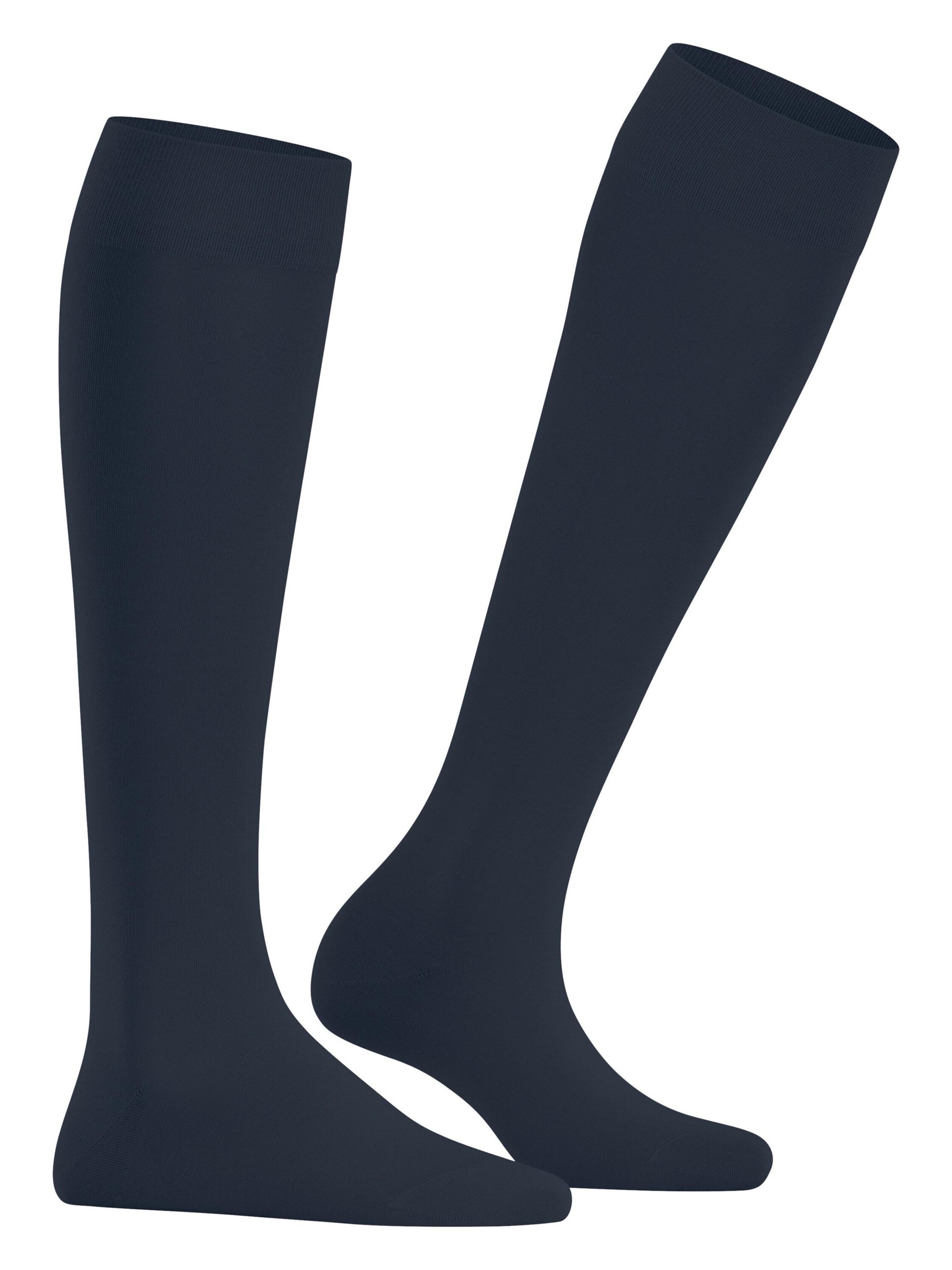 FALKE Knee High Socks 'Cotton Touch' in Blue: front