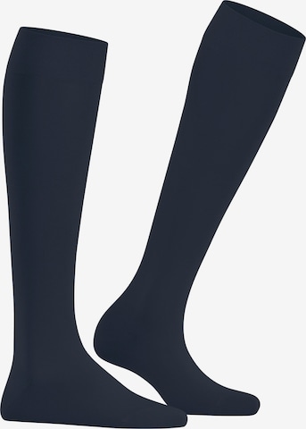 FALKE Knee High Socks 'Cotton Touch' in Blue: front