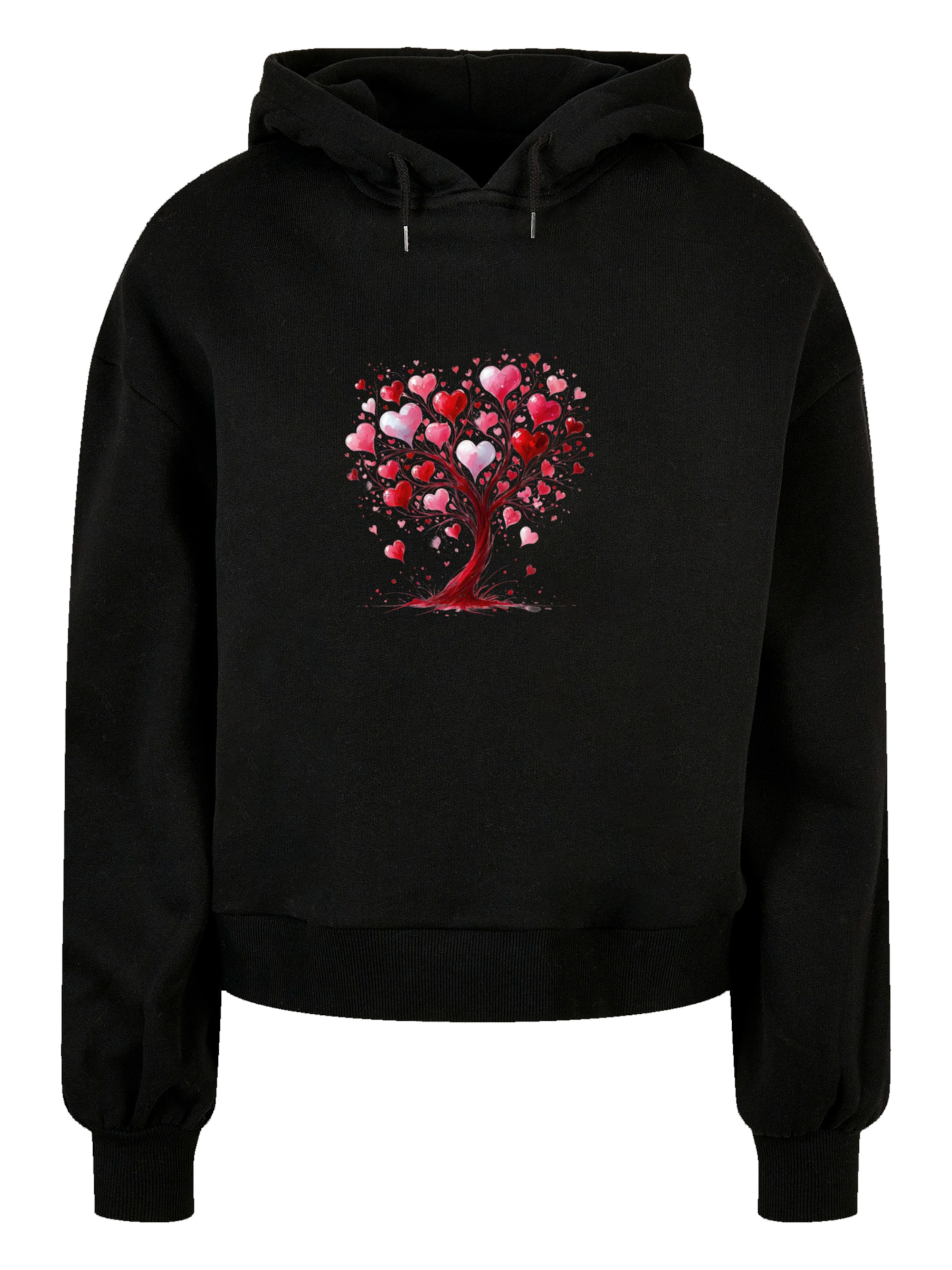 Pull-over oversize 'Herz Baum Aquarell Druck' F4NT4STIC en noir : devant