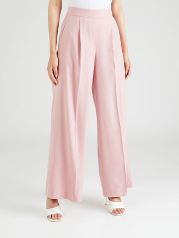 Marks & Spencer Wide leg Pleat-front trousers in Pink: front
