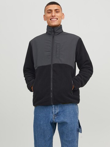 JACK & JONES Fleece jacket 'Marvin' in Black: front