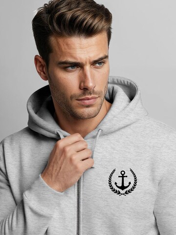 Neverless Zip-Up Hoodie 'Anker Captain' in Grey