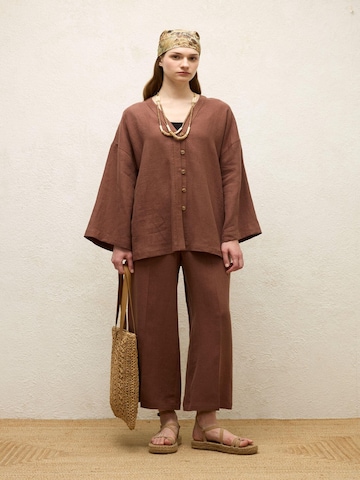 MANUKA Wide leg Broek in Bruin