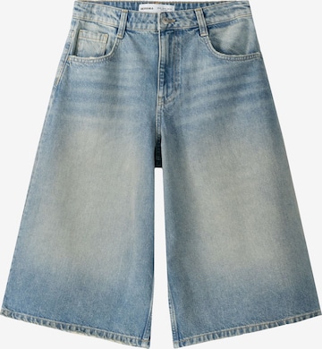 Bershka Wide Leg Shorts in Blau: predná strana