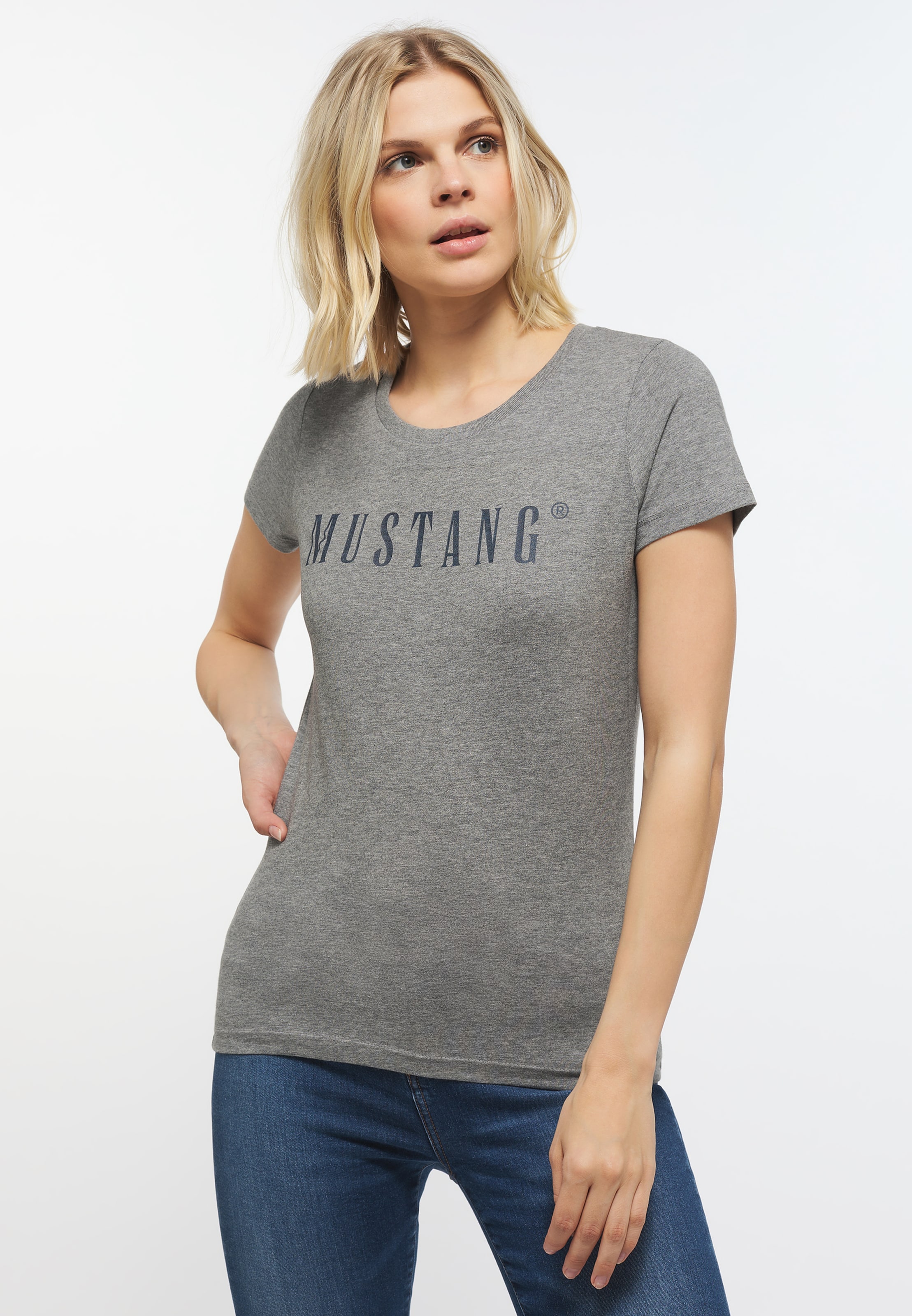 MUSTANG T-Shirt in Dunkelgrau, Graumeliert | ABOUT YOU