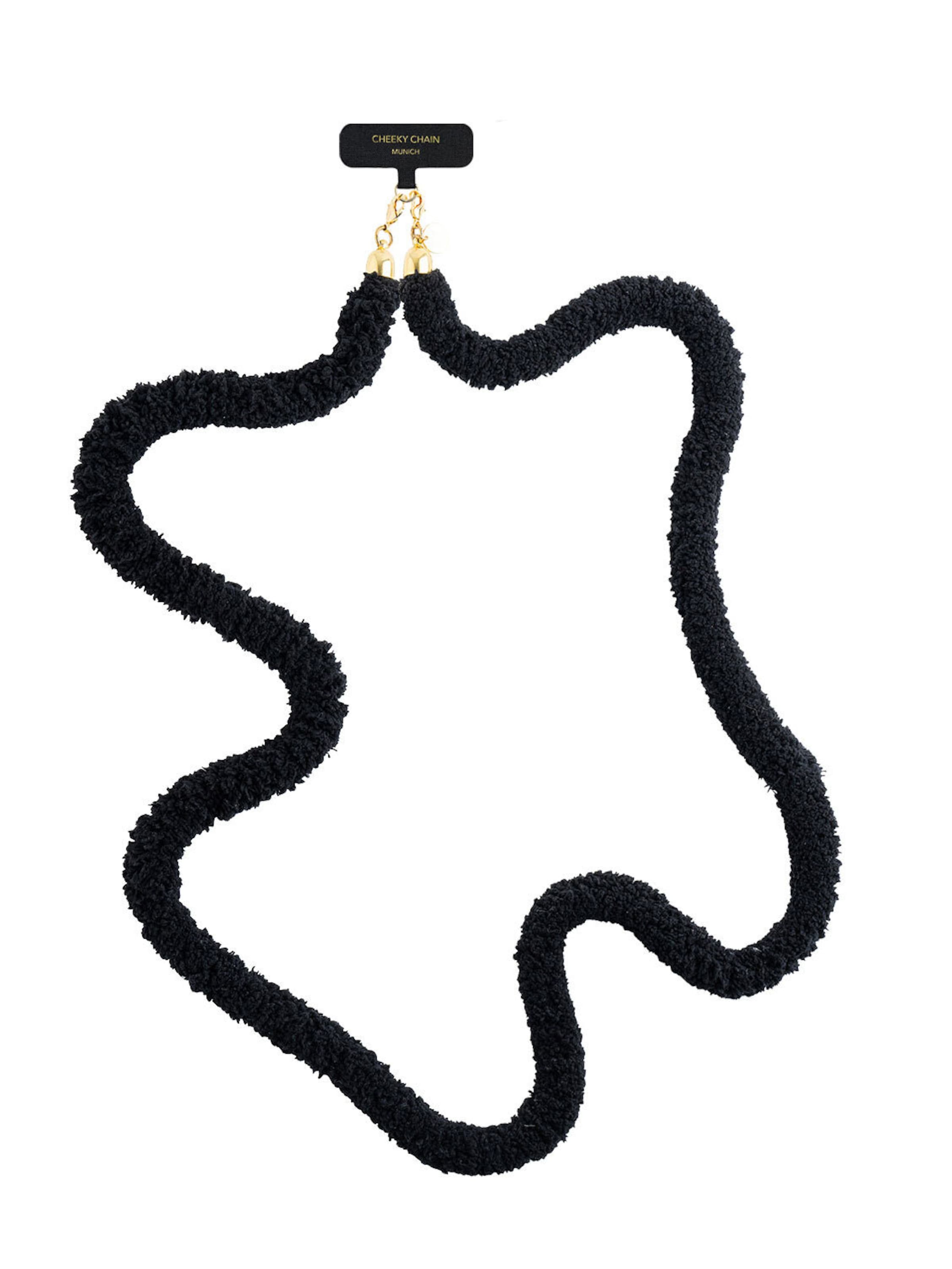 Cheeky Chain Munich Handykette 'Teddy' in Schwarz: Vorderseite