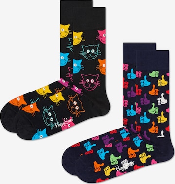 Chaussettes '2-Pack Cat Socks' Happy Socks en noir : devant