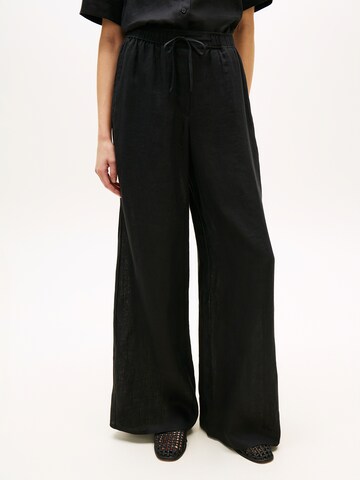 Wide Leg Pantalon 'ESS' TOMMY HILFIGER en noir : devant