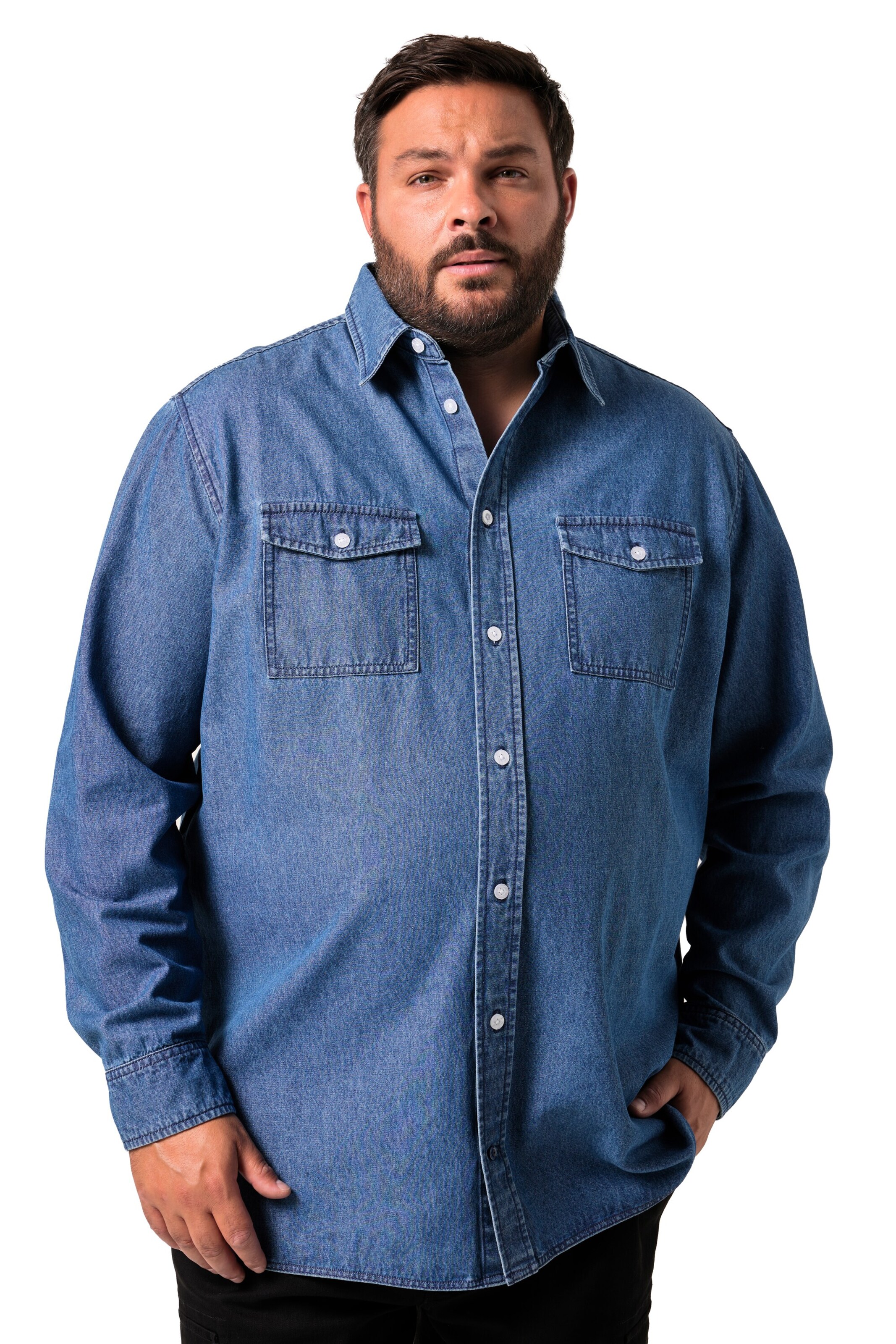 Men Plus Comfort Fit Hemd in Blau: Vorderseite