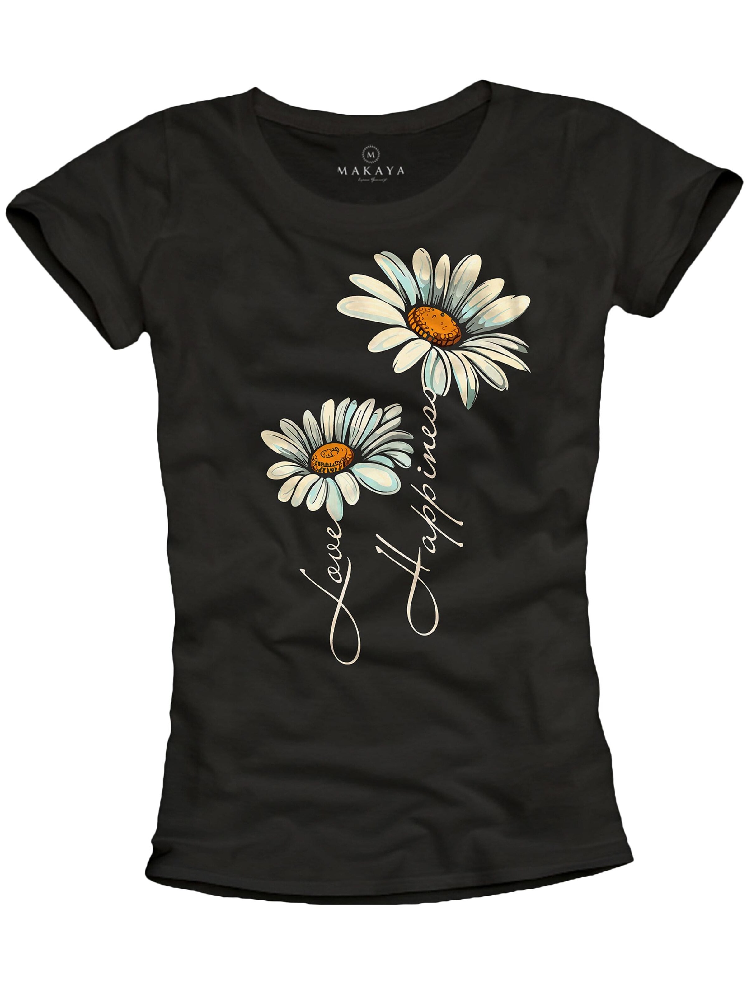 MAKAYA Shirt 'Gänseblümchen' in Black: front