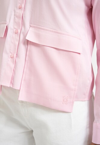 Smith&Soul Bluse mit überlappenden Klappentaschen in Pink