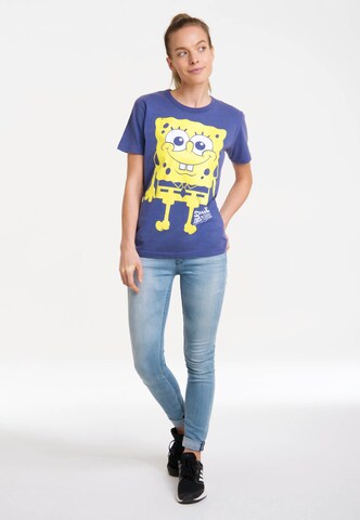 LOGOSHIRT Shirt 'Spongebob Schwammkopf - I'm Ready' in Blue