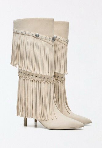 Bottes de cowboy Bershka en beige