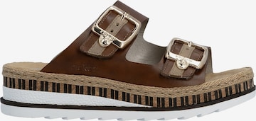 Zoccoletto 'Leder-Sandalen mit Keilabsatz „Montreux“' di Rieker in marrone: frontale