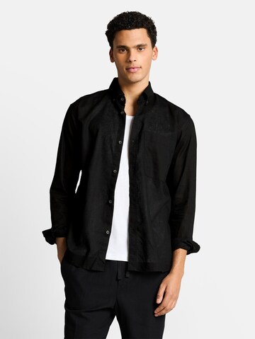 TOM TAILOR DENIM Comfort Fit Hemd in Schwarz: Vorderseite