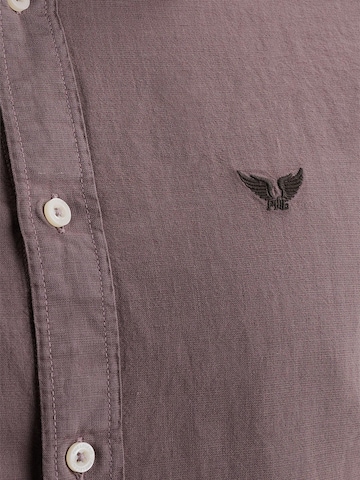 PME Legend Regular fit Skjorta 'Shirt in cotton/linen with garment-dye wash' i lila