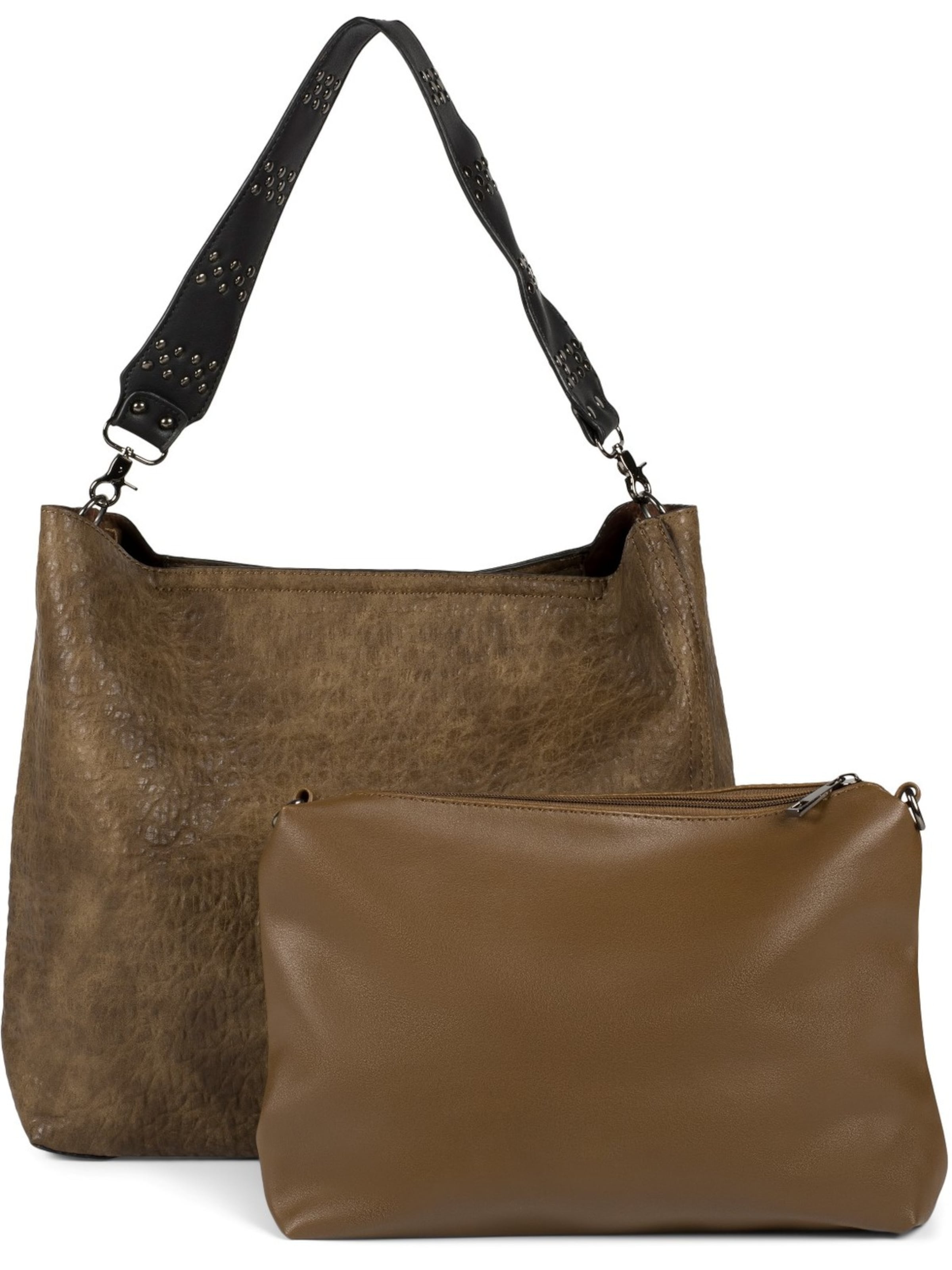 styleBREAKER Schultertasche '2 in 1 Schultertasche mit Nietengurt und Innentasche'‌‌‌‌‌‌‌ in Braun