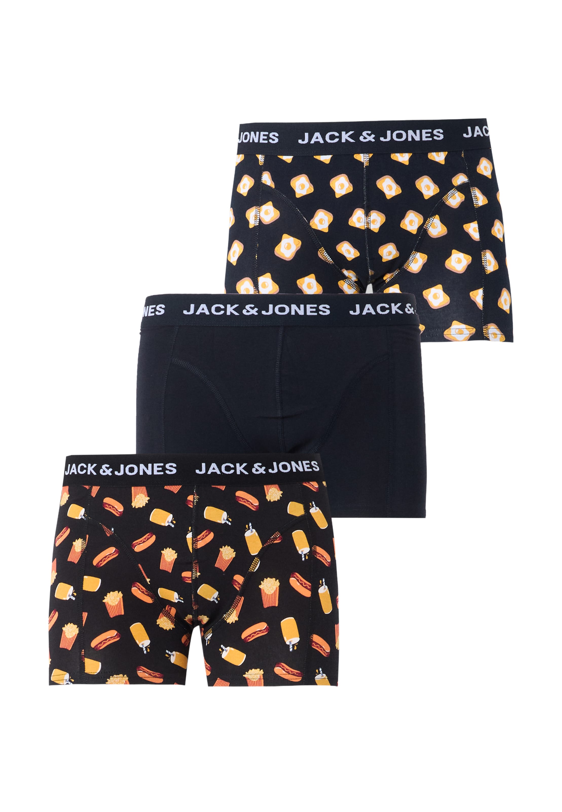 JACK & JONES Boxerky 'JACKEVIN FOOD' – černá: přední strana