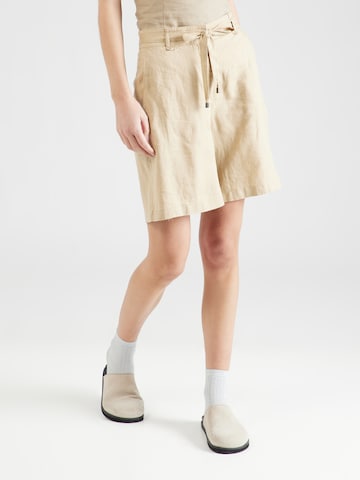 ESPRIT Loosefit Lærredsbukser i beige: forside