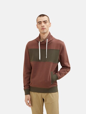 TOM TAILOR - Sweatshirt em castanho