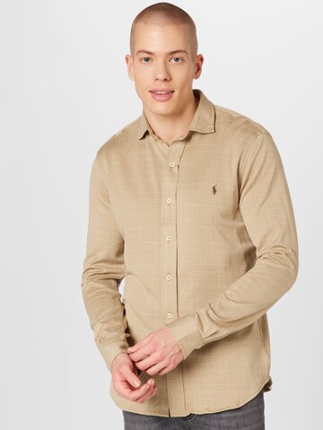 Coupe regular Chemise Polo Ralph Lauren en beige : devant