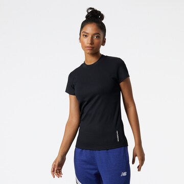 T-shirt fonctionnel 'Perfect Rib Tee' new balance en noir : devant