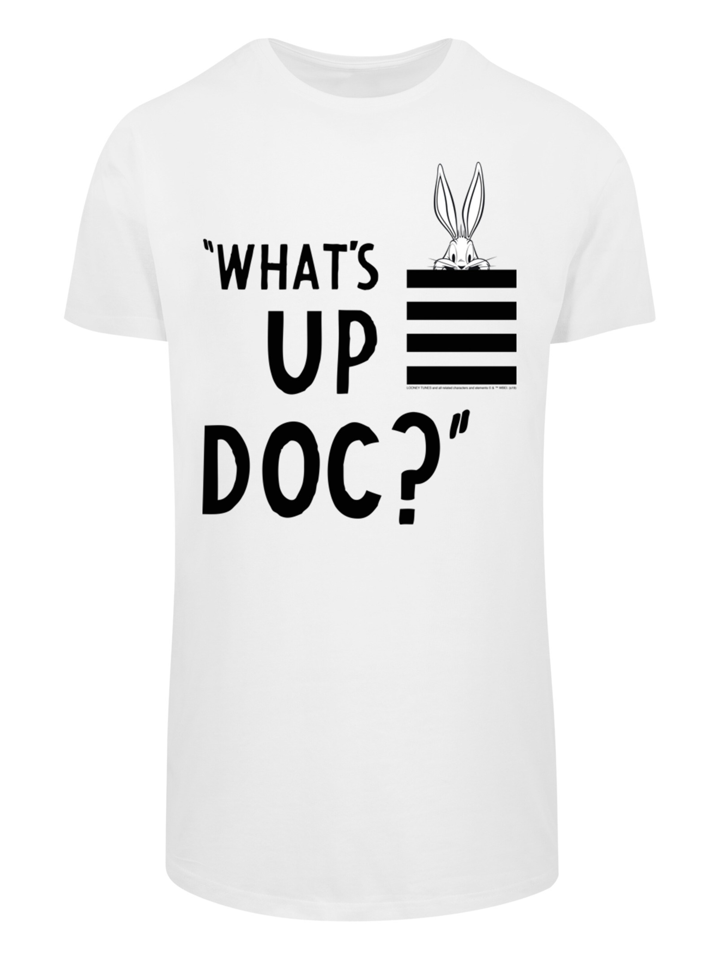 F4NT4STIC Shirt 'Looney Tunes Bugs Bunny What's Up Doc' in Wit: voorkant