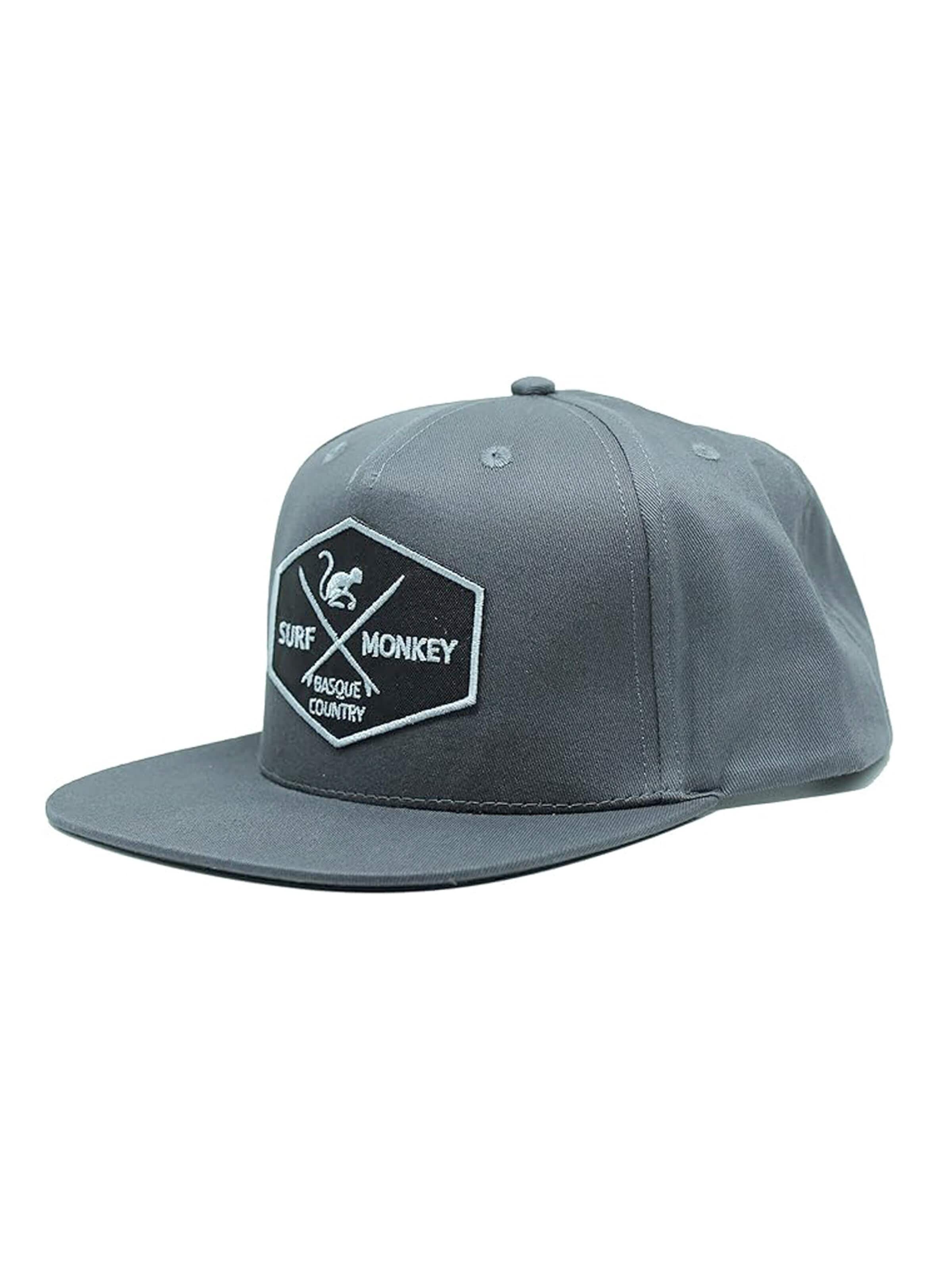 Surf Monkey Athletic Cap in Grey: front