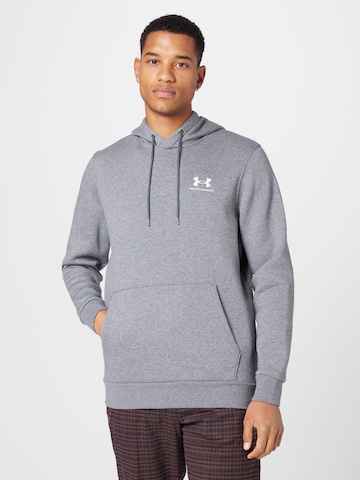 UNDER ARMOUR - Sweatshirt de desporto 'Essential' em cinzento: frente