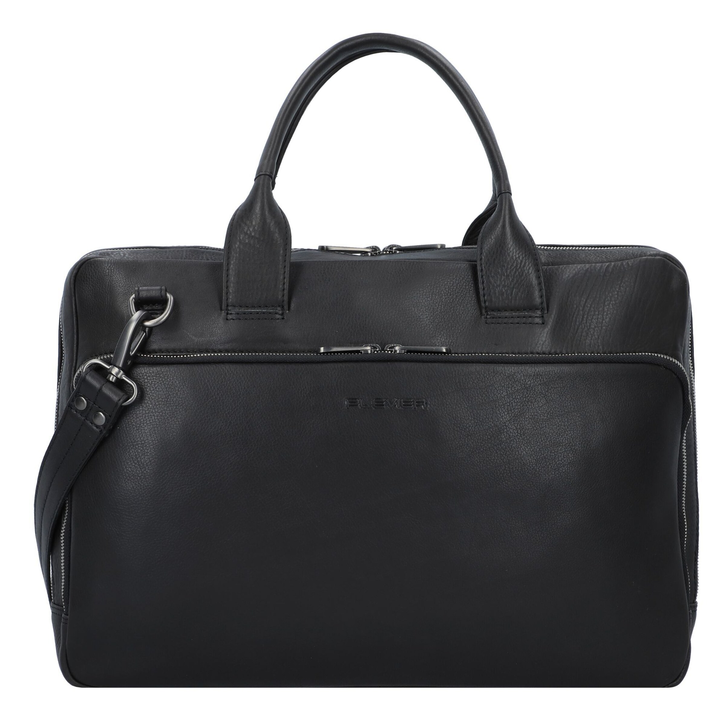 Plevier Aktentasche 'Vintage Larry' in Schwarz: Vorderseite