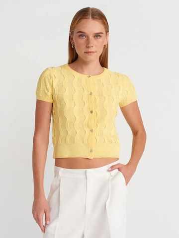 Cardigan Dilvin en jaune : devant