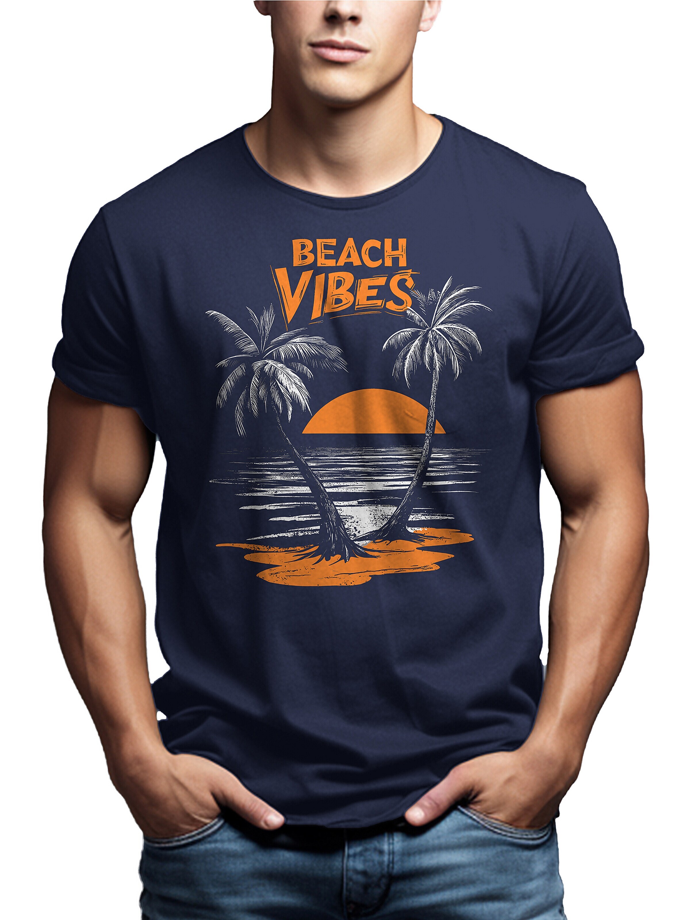 MAKAYA Shirt 'Beach Vibes' in Blue