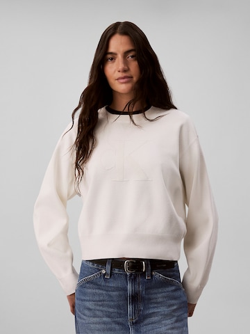 Pull-over Calvin Klein Jeans en blanc : devant