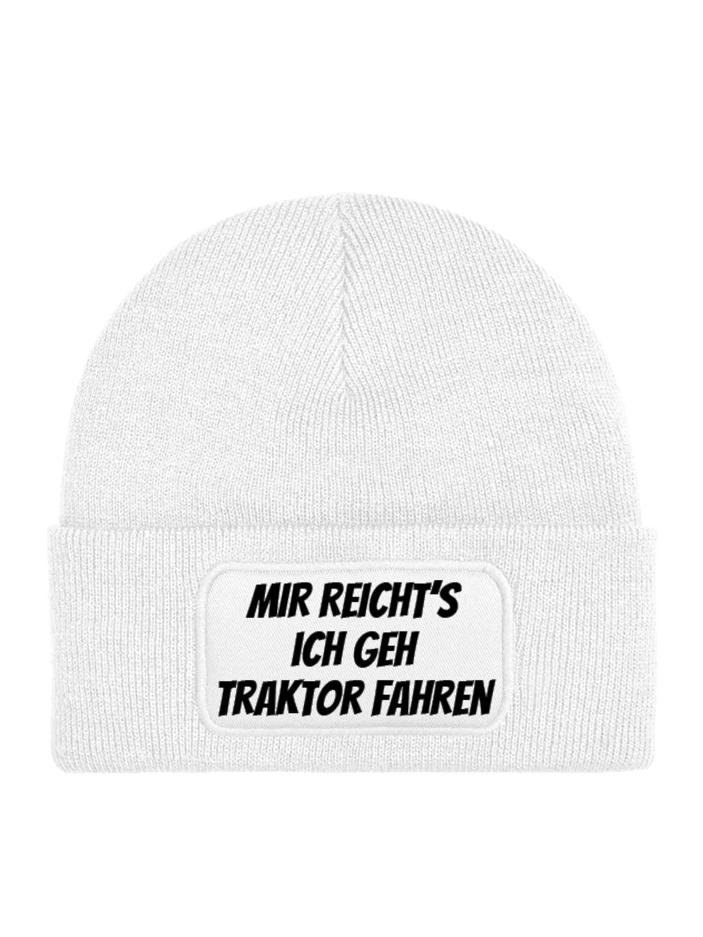 Youth Designz Mütze 'Mir reichts – Traktor fahren'‌‌ in Weiß: Vorderseite