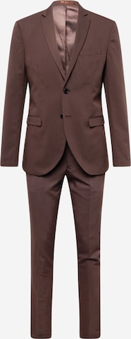 JACK & JONES Slim fit Suit 'Franco' in Brown: front